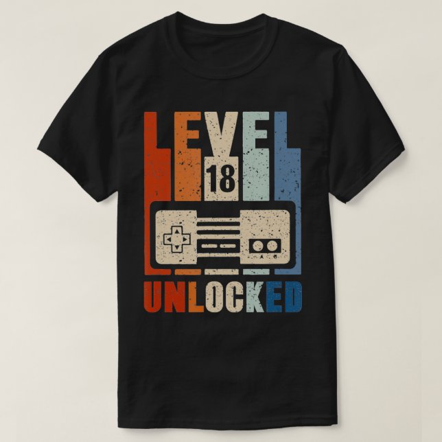 Nivel 18 Camiseta desbloqueada 18º cumpleaños del  (Diseño del anverso)