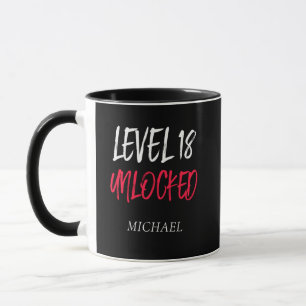 Nivel 18 de Cumpleaños Desbloqueado Taza Combo Neg