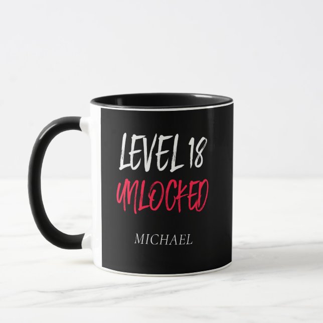 Nivel 18 de Cumpleaños Desbloqueado Taza Combo Neg (Izquierda)