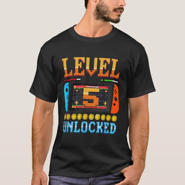 Nivel 5 Desbloqueado Camiseta 5º Cumpleaños Videoj (Anverso)