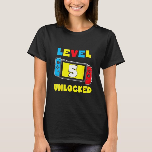 Nivel 5 Desbloqueado Camiseta de cumpleaños 5 Vide (Anverso)