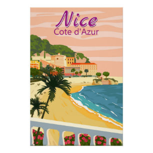 Niza Costa Riviera Francesa poster vintage