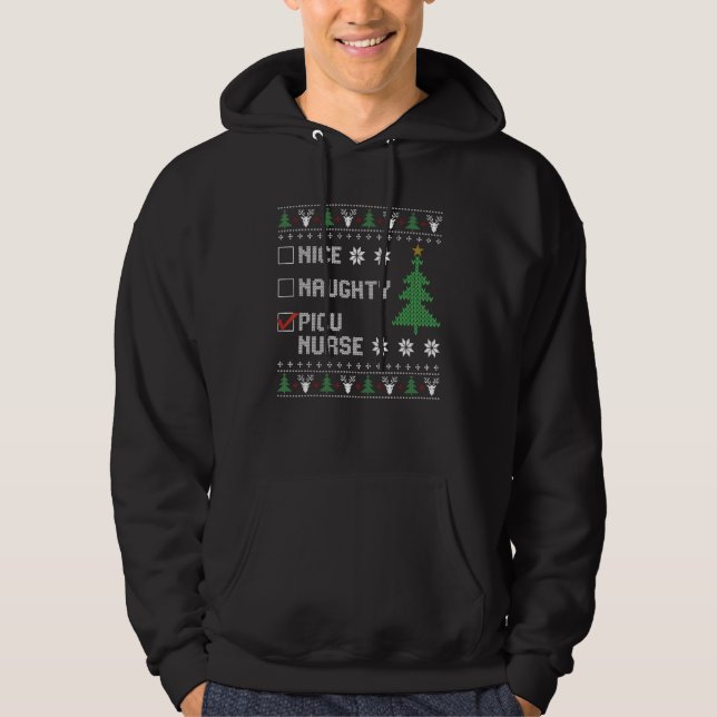 Niza mala enfermera de PICU Navidades feos suéter (Anverso)