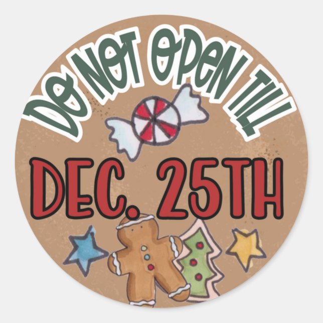 No abrir hasta el 25 de diciembre Pegatina (Anverso)