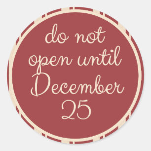 No abrir hasta el 25 de diciembre Pegatinas de Sca