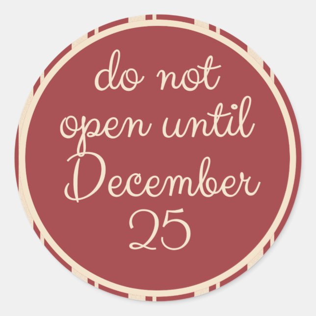 No abrir hasta el 25 de diciembre Pegatinas de Sca (Anverso)