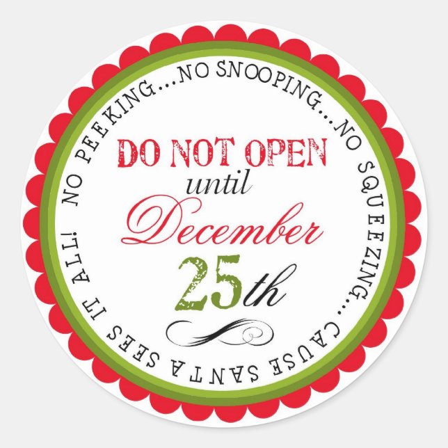 No abrir Navidades Pegatinas de regalo (Anverso)