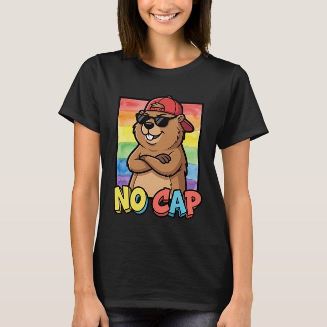 No Cap Capybara – Camiseta Divertida de Capybara M (Anverso)
