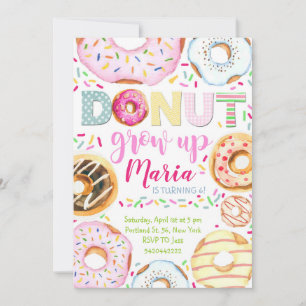 No crezca niños Doughnut Invitación de cumpleaños