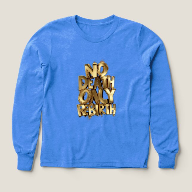 No Death Only Rebirth, Boys Bella+Canvas Blue,Gold (Diseño frontal)