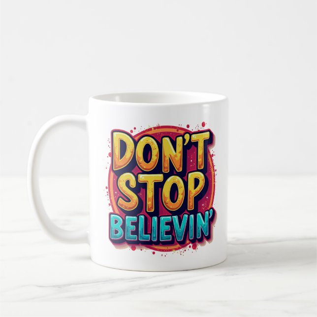 No detengan la taza de café retro de Believin de l (Izquierda)