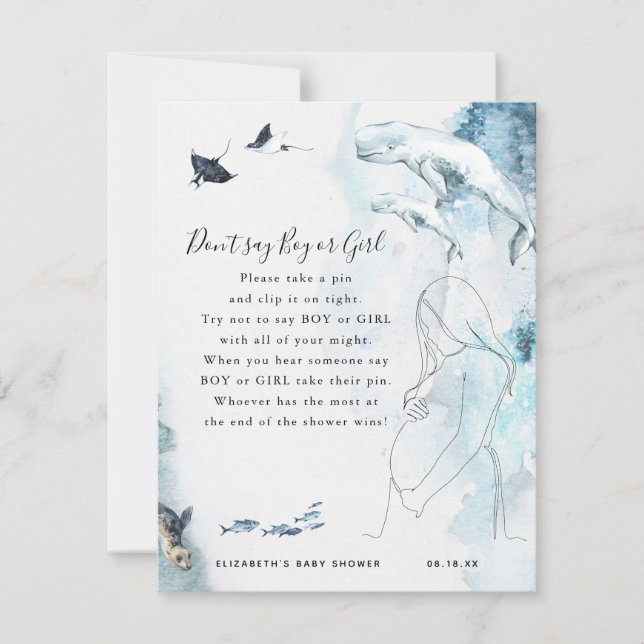 No digas niño o Chica | Juego Baby Shower (Anverso)