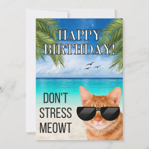 No enfatizar Meowt Funny Tabby Cat Feliz cumpleaño