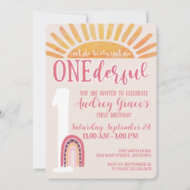 ¿No es ella una invitación de cumpleaños maravillo (Anverso)