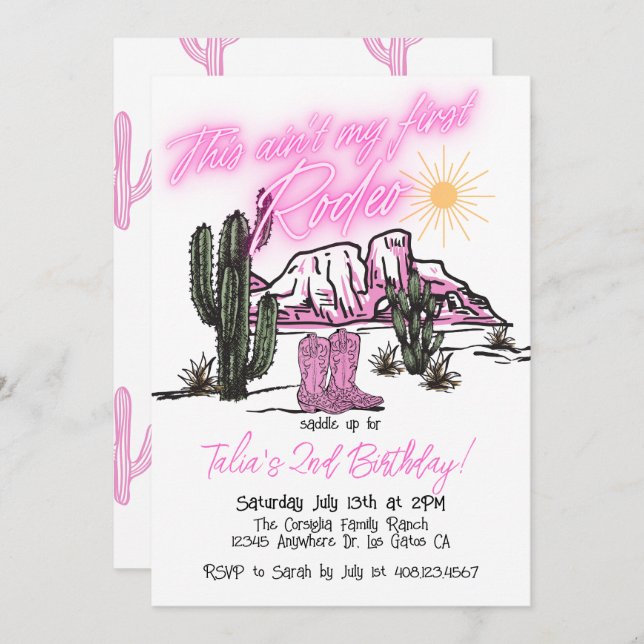 "No es mi primer rodeo" invitación para el segundo (Anverso / Reverso)