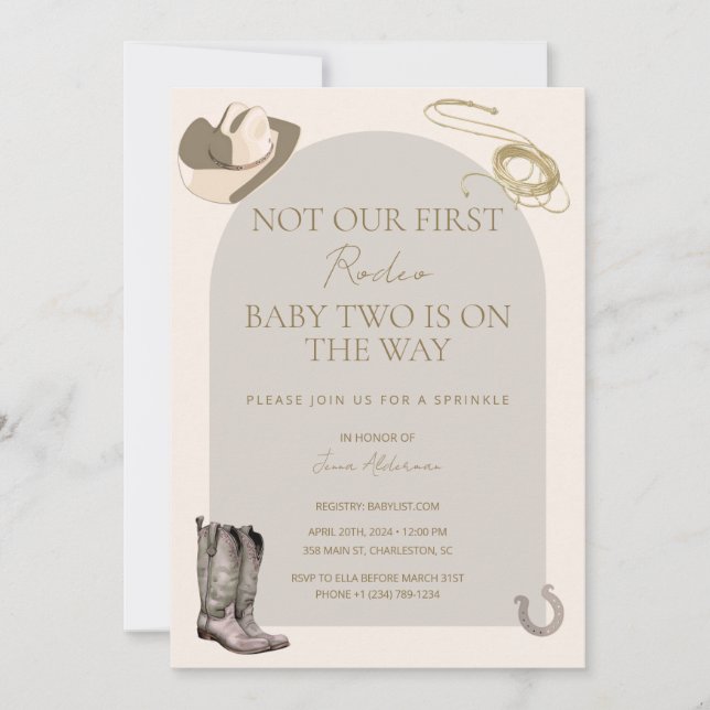 No Es Nuestro/Su Primer Rodeo Invitación de Baby S (Anverso)