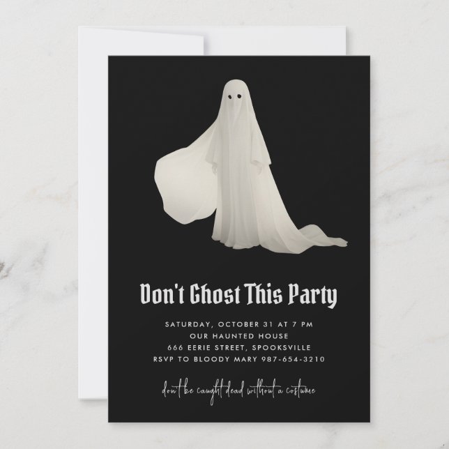 No fantasmée esta invitación de Halloween (Anverso)