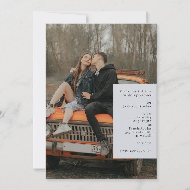 No Frills Photo Wedding Shower Invitación (Anverso)