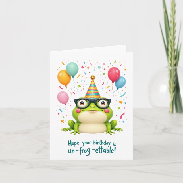 "¡No-frog ettable!" Tarjeta de cumpleaños Cute Fro (Anverso)
