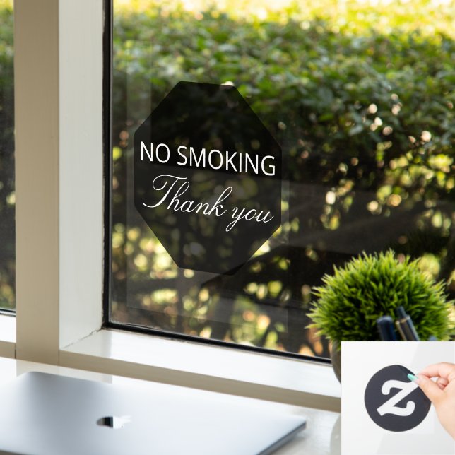 No Fumar Gracias Vinilo para Ventana Personalizado (Oficina)