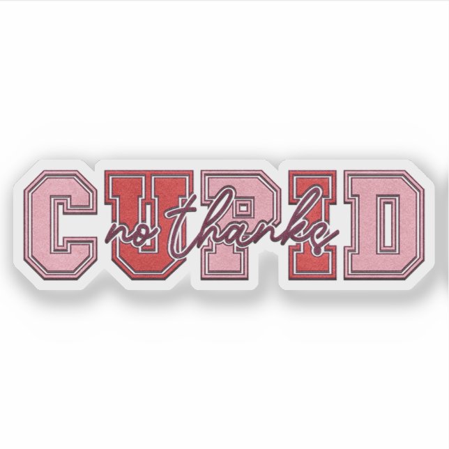 No gracias Cupido - Pegatina de San Valentín (Anverso)