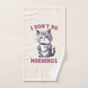 No hago mañanas - Gato gris con café