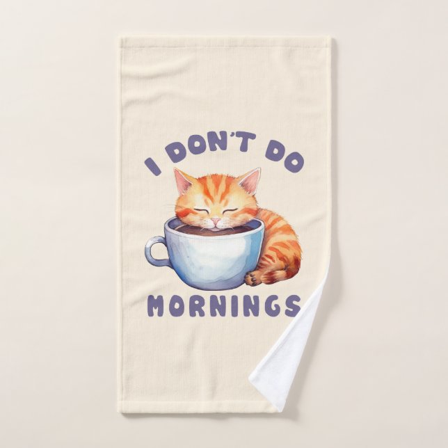 No hago mañanas - un gato Naranja con café. (Toalla de mano)