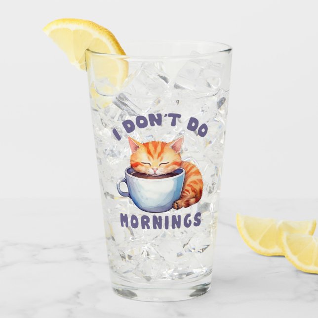 No hago mañanas - un gato Naranja con café. (Anverso (hielo))