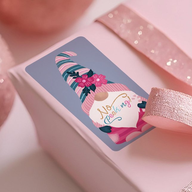 No hay etiqueta de ganancia para Navidades brillan (No Peeking Cute Fun Bright Christmas Gnome Label)