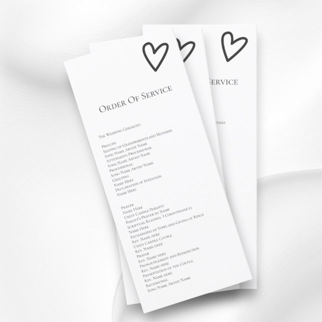 No hay ninguna tarjeta de Boda de pedido de servic (Nothing Fancy Order of Service Wedding Cards from Ricaso. easy add your own details)