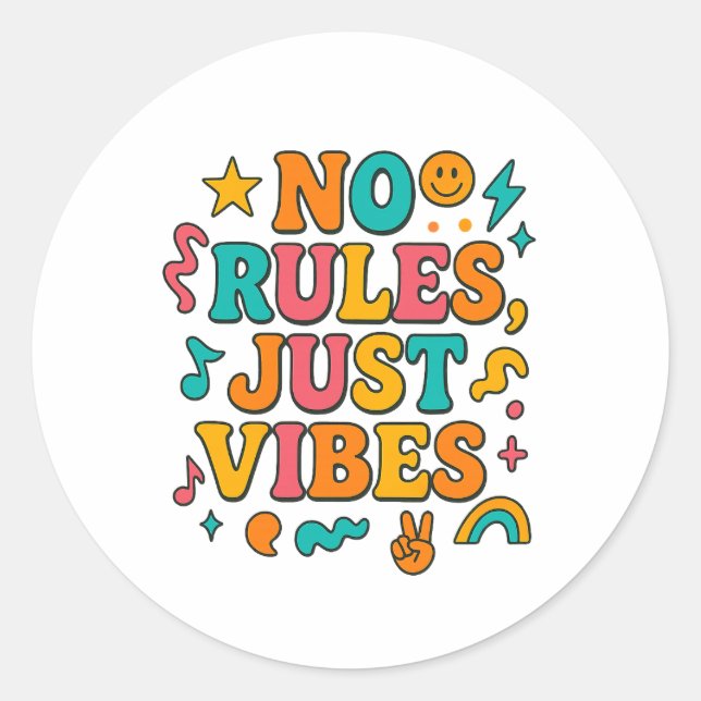 No hay reglas que solo vibes Pegatina - Funky Retr (Anverso)
