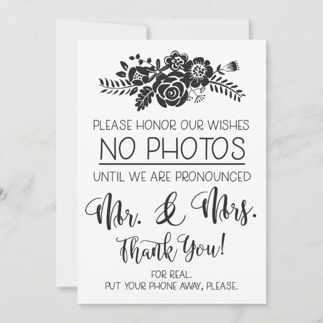 No hay tarjeta de Rótulo de Boda de fotos de teléf (Anverso)