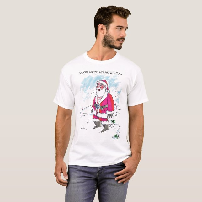 No Ho-Ho-Ho con hombres de texto camiseta blanca (Anverso completo)