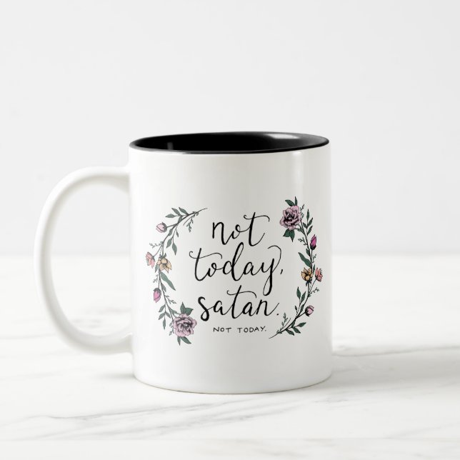 No hoy, taza de café de Satan, taza divertida, (Izquierda)