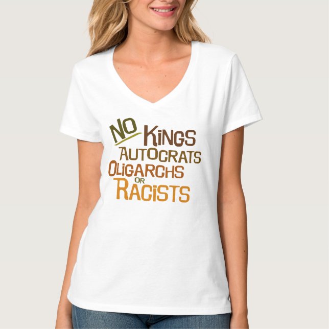 No Kings -- camiseta para mujer cuello en V (Anverso)
