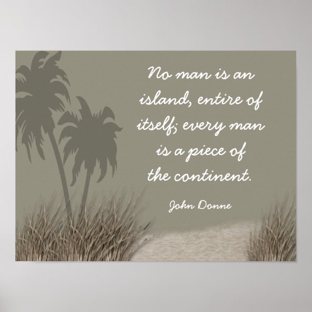 No Man An Island - Cita de John Donne - Impresión  (Frente)