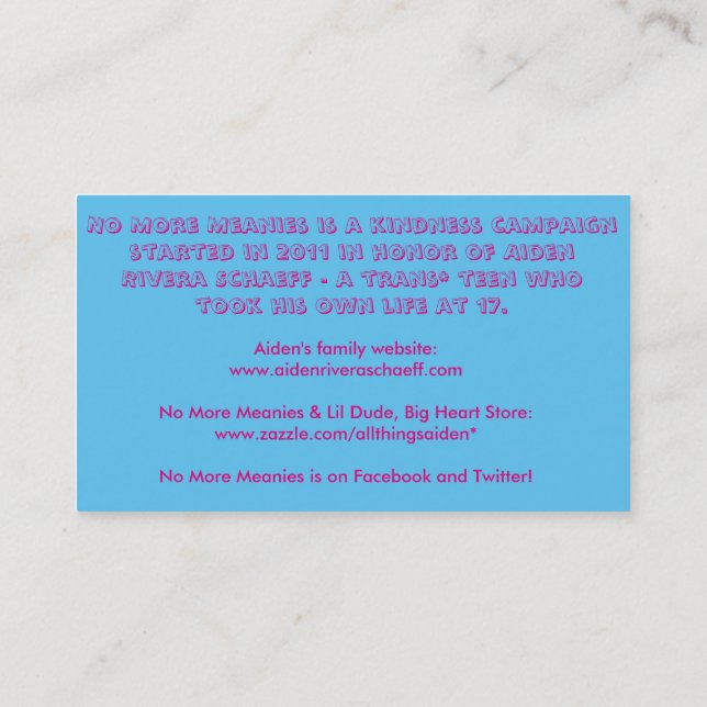 No más de tarjetas de los Meanies (transexual) (Reverso)