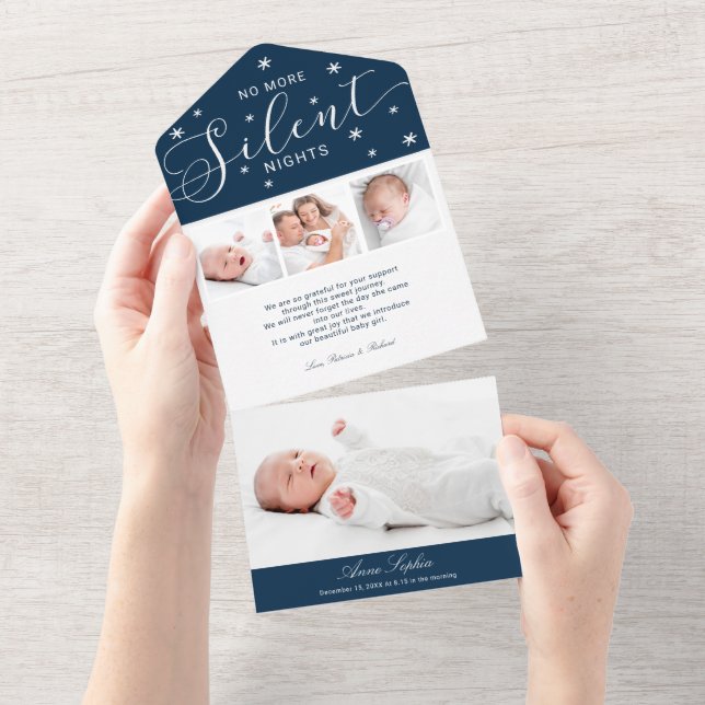 No más noches silenciosas 4 fotos Anuncio de nacim (desgarro)