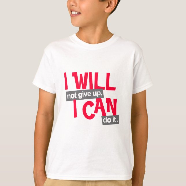 "No me rendiré" camiseta positiva para niños rojos (Anverso)