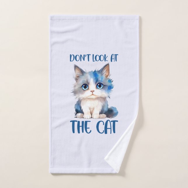 No mires al gato - Adorable gatito azul (Toalla de mano)