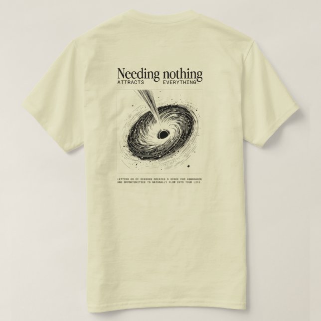 "No Necesitar Nada" - Camiseta Minimalista Vortex  (Reverso del diseño)