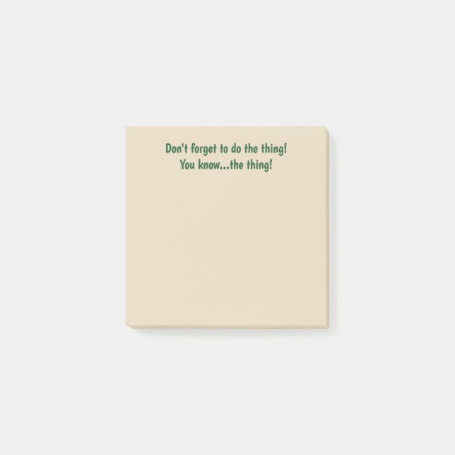 No olvide la nota pegajosa de la cosa (Anverso)