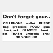 No olvides tu... teléfono/bolso... pegatinas de ni