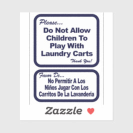 'No Play Laundry Carros' Pegatina azul