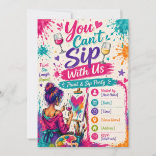 No Puedes Beber Con Nosotras Invitación para Paint