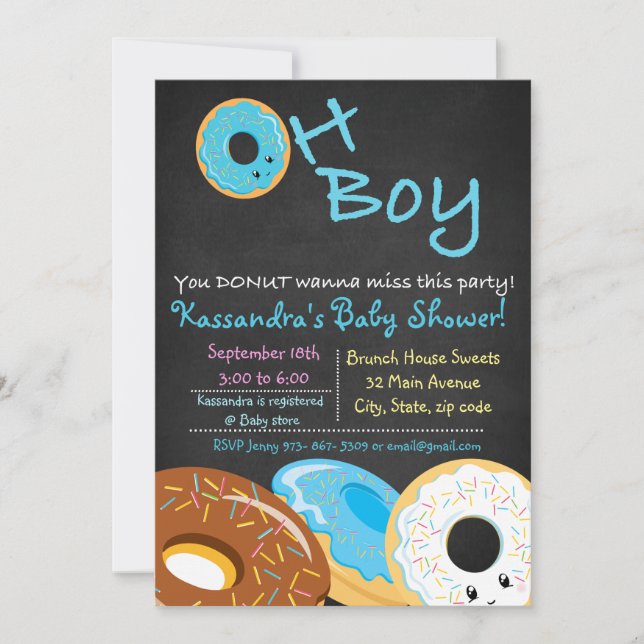 No quieres perder esta tarjeta Baby Shower Oh Boy (Anverso)