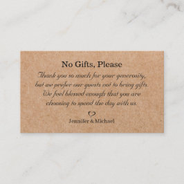 no regalos por favor, nota en regalos de boda kraf