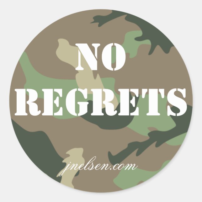 No Regrets Camo Pegatina jnelsen.com (Anverso)