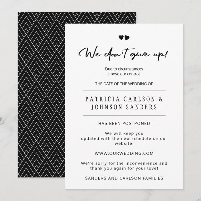 No renunciamos a la invitación boda postergada (Anverso / Reverso)