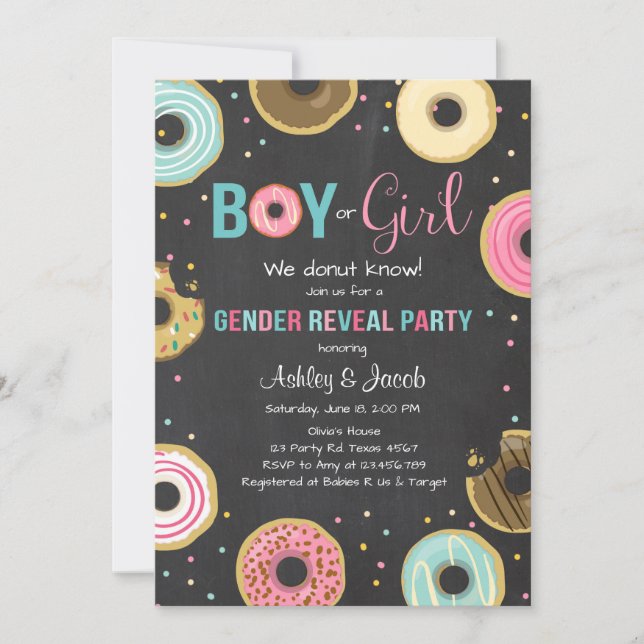 No revelar sexo Invitación a niño o Chica (Anverso)